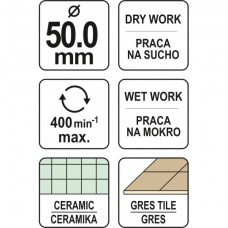 Carota diamantata 50  mm pentru placi ceramice Yat..